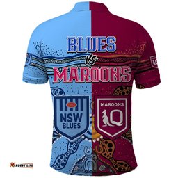 Blues and Maroons Rugby Polo Shirt State of Origin NSW Combine Queensland Aboriginal 2023