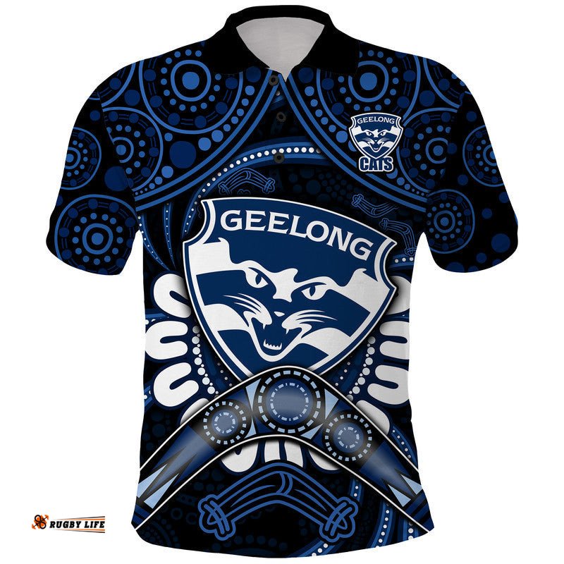 Custom Personalised Cats Football Polo Shirt Boomerang Indigenous Dots Amazing Aussie