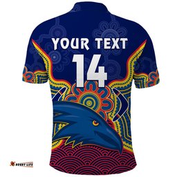 Custom Text And Number Adelaide Football Polo Shirt Crows Aboriginal Art Amazing Aussie