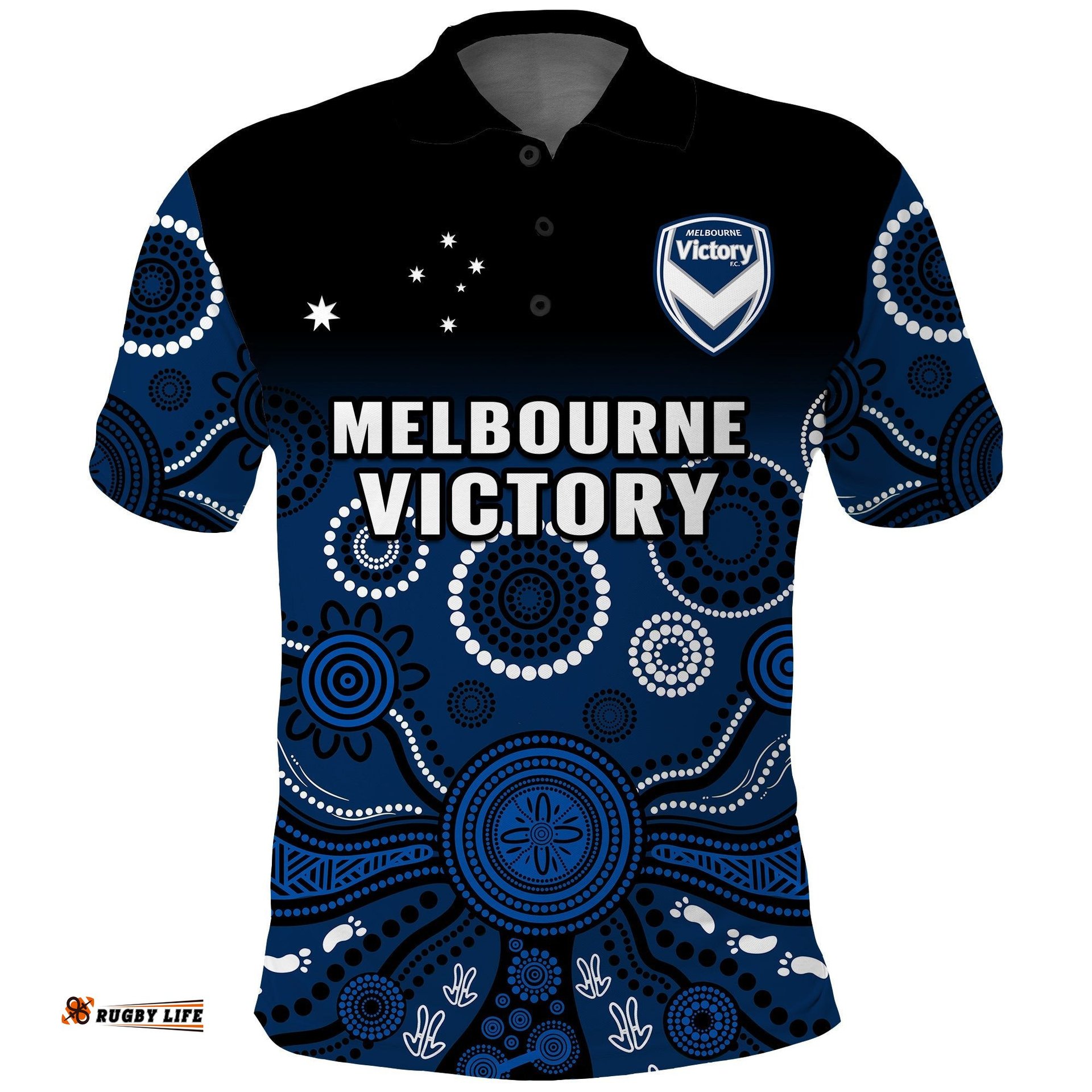 Melbourne Victory Football Polo Shirt Aboriginal Art Amazing Aussie