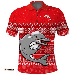 Dolphins Rugby Polo Shirt Indigenous Merry Christmas Amazing Aussie