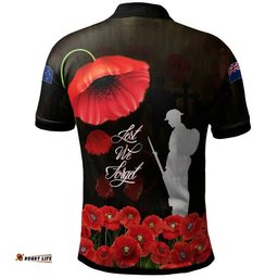 New Zealand Anzac Polo Shirt - Remembrance Poppy Flowers Amazing Aussie