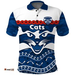 Cats Football ANZAC Polo Shirt Geelong Camouflage Poppy Mix Aboriginal Amazing Aussie