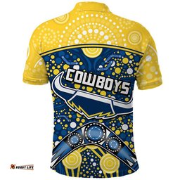 Cowboys Rugby Polo Shirt Boomerang Indigenous Dots Amazing Aussie