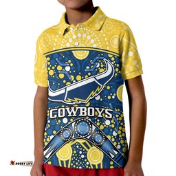 Cowboys Rugby Polo Shirt Boomerang Indigenous Dots Amazing Aussie
