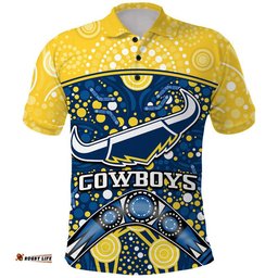 Cowboys Rugby Polo Shirt Boomerang Indigenous Dots Amazing Aussie