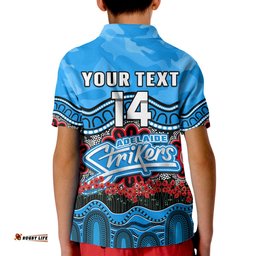 Custom Text And Number Adelaide Strikers Cricket ANZAC Polo Shirt Poppy Aboriginal Camouflage Amazing Aussie