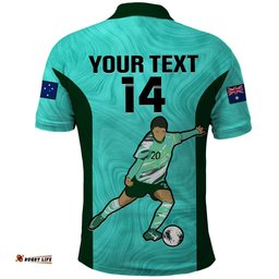 Custom Australia Soccer Polo Shirt Sam Kerr Matildas Proud 2023 World Cup Turquoise