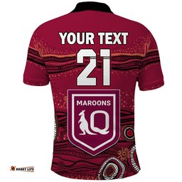 Custom Personalised QLD Maroons Rugby Polo Shirt Indigenous Amazing Aussie