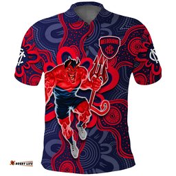 Custom Text And Number Demons Football 2022 Polo Shirt Australian Aboriginal Dot Painting Amazing Aussie