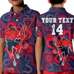 Custom Text And Number Demons Football 2022 Polo Shirt Australian Aboriginal Dot Painting Amazing Aussie