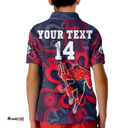 Custom Text And Number Demons Football 2022 Polo Shirt Australian Aboriginal Dot Painting Amazing Aussie