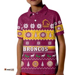 Custom Personalised Broncos Christmas Polo Shirt Brisbane Aboriginal Art Merry Xmas Amazing Aussie