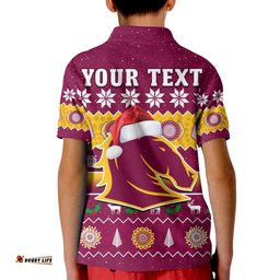 Custom Personalised Broncos Christmas Polo Shirt Brisbane Aboriginal Art Merry Xmas Amazing Aussie