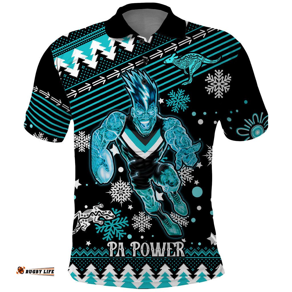 Custom Port Adelaide Power Football Polo Shirt Port Adelaide Power Football Christmas Vibe 2023