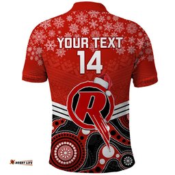 Custom Melbourne Renegades Cricket Christmas Polo Shirt Merry Xmas 2023 Indigenous Art