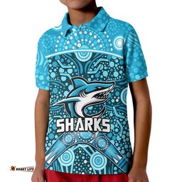 Custom Personalised Sharks Rugby Polo Shirt Boomerang Indigenous Dots Amazing Aussie
