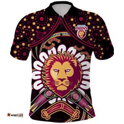 Custom Personalised Brisbane Lions Football Polo Shirt Boomerang Indigenous Dots Amazing Aussie