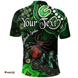 Custom Personalised Australian Astrology Polo Shirt Scorpio Redback Spider Zodiac Aboriginal Vibes - Green Amazing Aussie