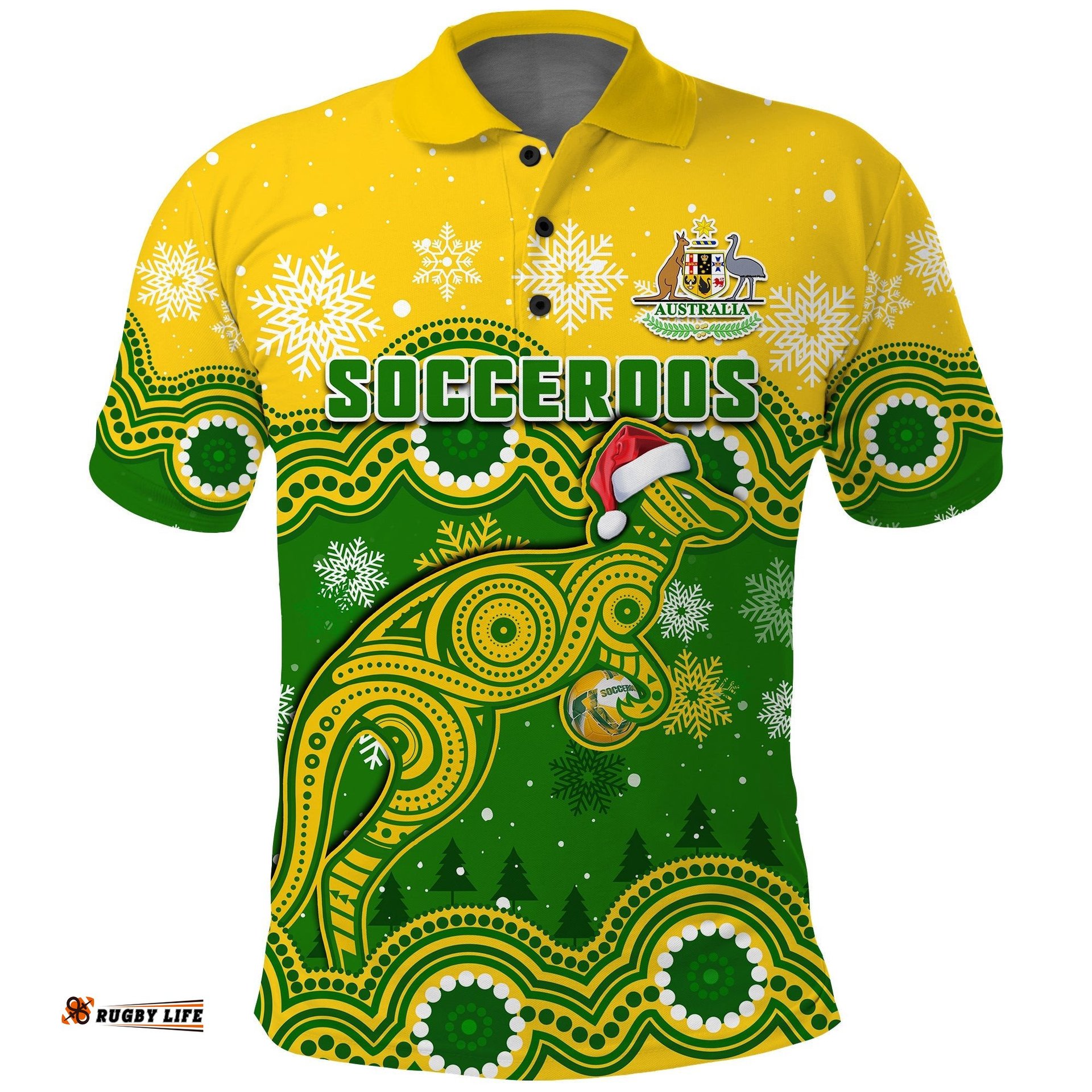 Australia Soccer Christmas Polo Shirt Socceroos Indigenous Kangaroo Amazing Aussie