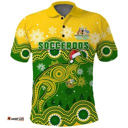 Australia Soccer Christmas Polo Shirt Socceroos Indigenous Kangaroo Amazing Aussie