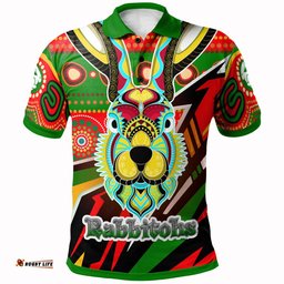 Rabbitohs Rugby Polo Shirt - Indigenous Rabbitohs Soul Custom Polo Shirt Amazing Aussie
