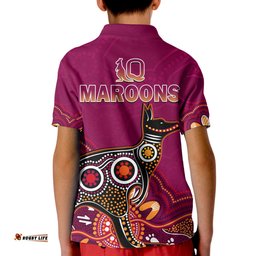 Maroons Rugby Polo Shirt Queensland Kangaroo Aboriginal Dot Paintings Amazing Aussie