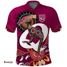 Maroons Rugby Polo Shirt Queensland Kangaroo Aboriginal Dot Paintings Amazing Aussie