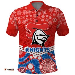 Custom Knights Rugby Christmas Polo Shirt Merry Xmas 2023 Mix Aboriginal Art