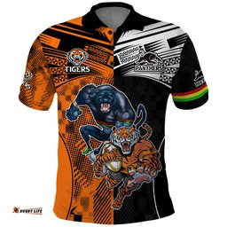 Custom NRL Tigers Combine Panthers Rugby Polo Shirt Sporty Style