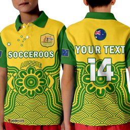 Custom Text And Number Australia Soccer Polo Shirt Socceroos Aboriginal Go Champions World Cup 2022 Amazing Aussie