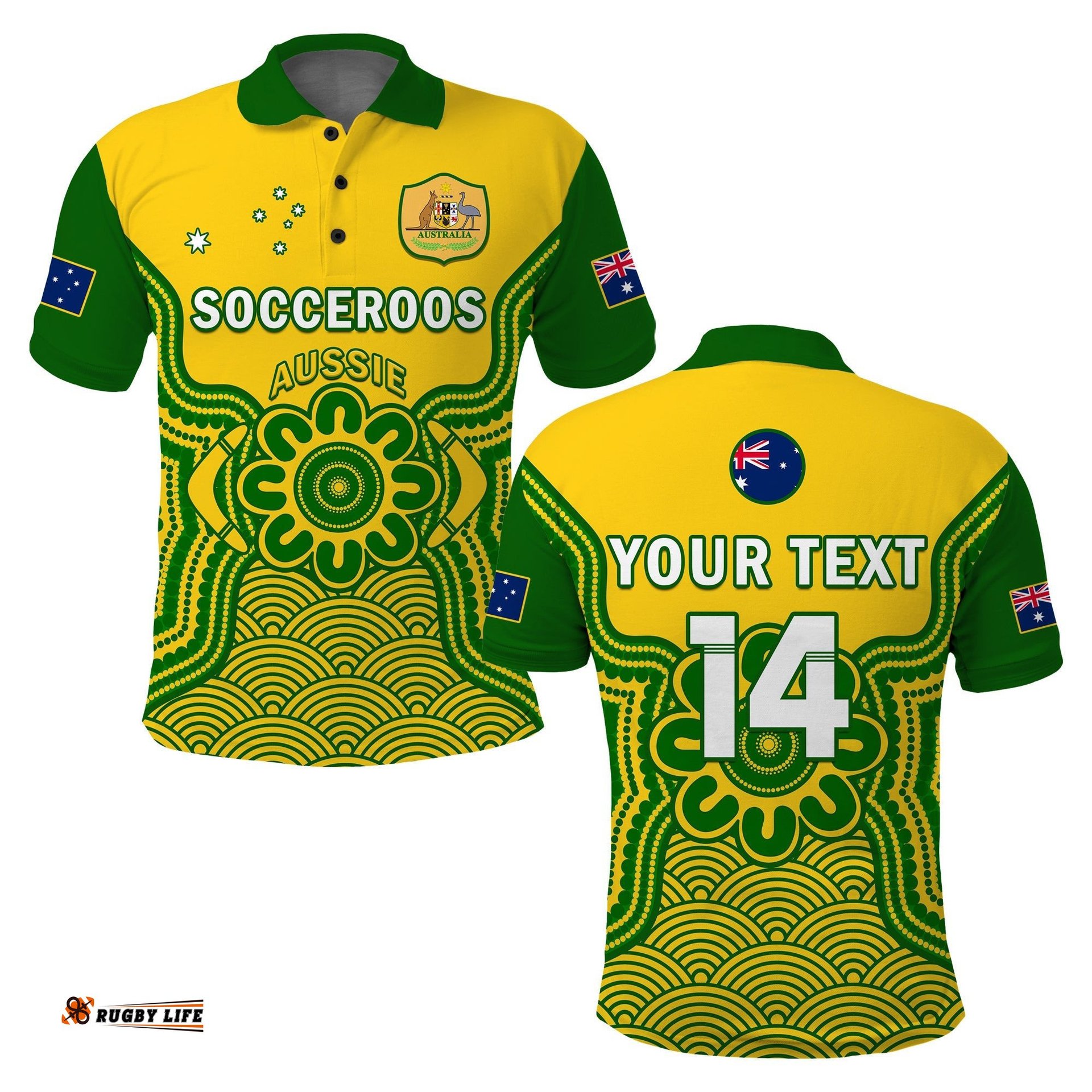 Custom Text And Number Australia Soccer Polo Shirt Socceroos Aboriginal Go Champions World Cup 2022 Amazing Aussie