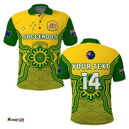 Custom Text And Number Australia Soccer Polo Shirt Socceroos Aboriginal Go Champions World Cup 2022 Amazing Aussie