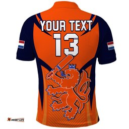 Custom Text and Number Netherlands Cricket Polo Shirt T20 World Cup Nederland Lion Amazing Aussie