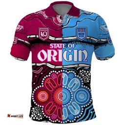 NSW Combine QLD State of Origin Polo Shirt New South Wales and Queensland Aboriginal