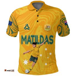 Personalised Aussie Matildas Polo Shirt 2023 Sam Kerr World Cup Marble Patterns