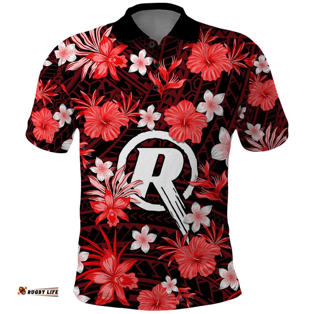 Australian Renegades Cricket Polo Shirt Baeuty Pacific Hibiscus and Polynesian Pattern