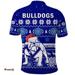 Bulldogs Rugby Christmas Polo Shirt Berries Merry Xmas Aboriginal Art Amazing Aussie