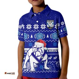 Bulldogs Rugby Christmas Polo Shirt Berries Merry Xmas Aboriginal Art Amazing Aussie