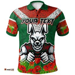 Australia South Sydney Anzac Polo Shirt - Custom Souths with Anzac Poppy Polo Shirt Amazing Aussie