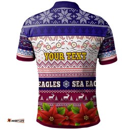 Sea Eagles Rugby Chrstmas Polo Shirt - Custom Sea Eagles Ugly Christmas Knitted Polo Shirt Amazing Aussie