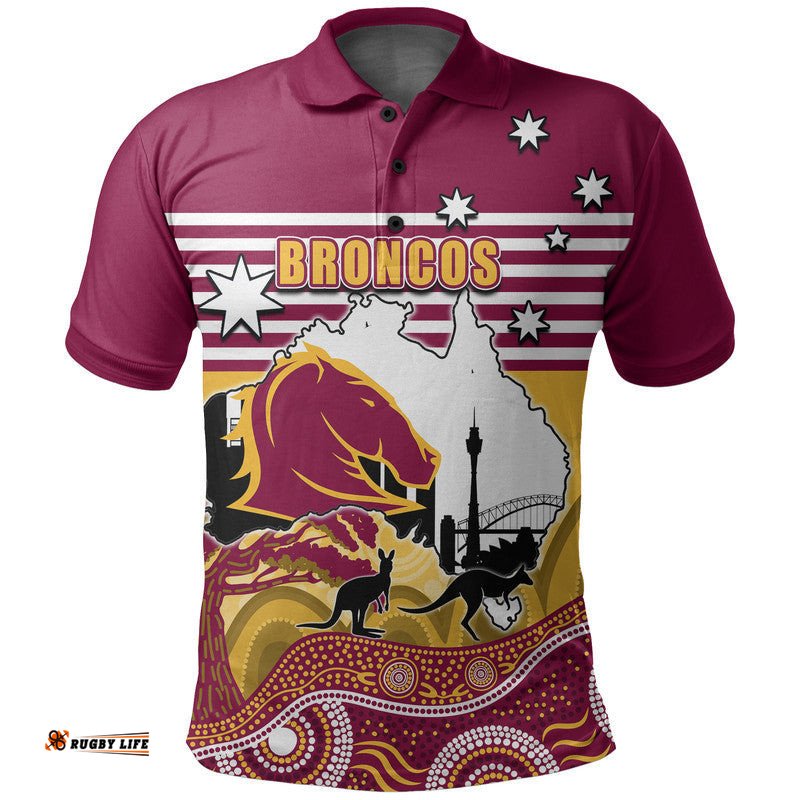 Custom Personalised Broncos Rugby Polo Shirt Australia Day Style Amazing Aussie