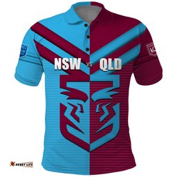 Custom NSW Blues Vs QLD Maroon Rugby Polo Shirt