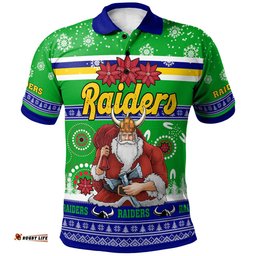 Raiders Rugby Christmas Polo Shirt - Custom Raiders Ugly Christmas And Aboriginal Patterns Polo Shirt Amazing Aussie