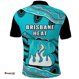 Brisbane Heat Cricket Polo Shirt Aboriginal Painting Amazing Aussie
