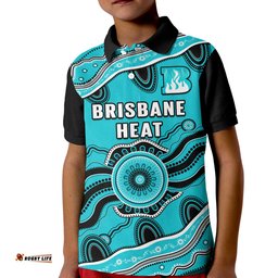 Brisbane Heat Cricket Polo Shirt Aboriginal Painting Amazing Aussie