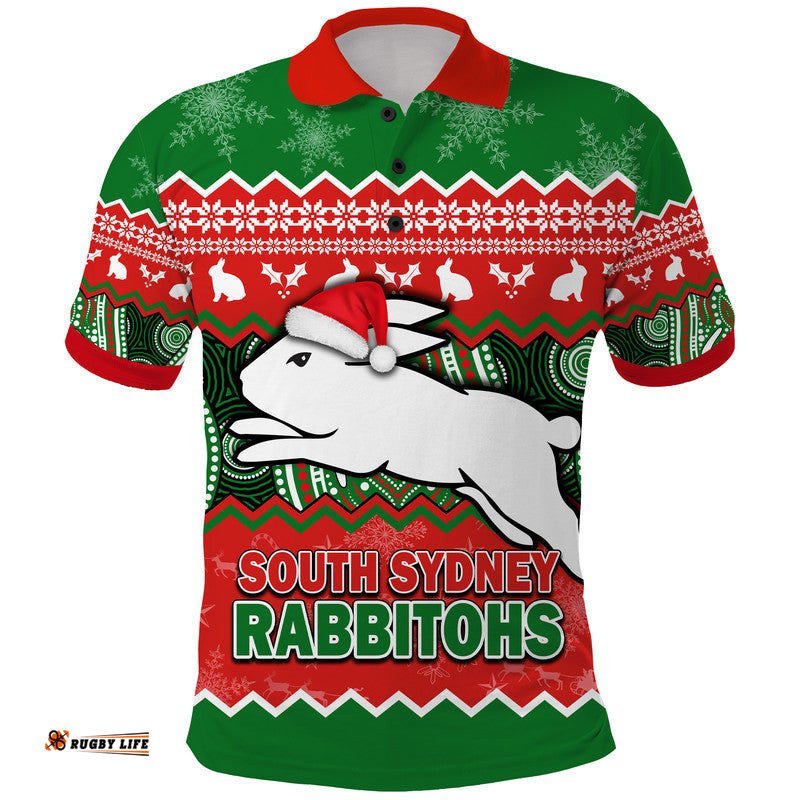 South Sydney Rabbitohs Aboriginal Christmas Vibe Polo Shirt Amazing Aussie