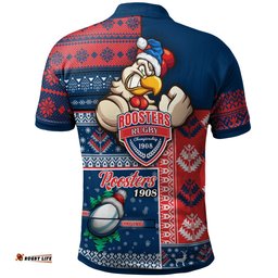 Roosters Rugby Polo Shirt - Custom Christmas Snowflakes Roosters Mascot Polo Shirt Amazing Aussie