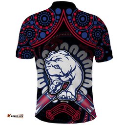 Western Bulldogs Football Polo Shirt Boomerang Indigenous Dots Amazing Aussie