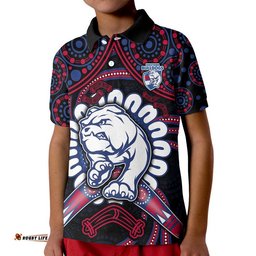 Western Bulldogs Football Polo Shirt Boomerang Indigenous Dots Amazing Aussie